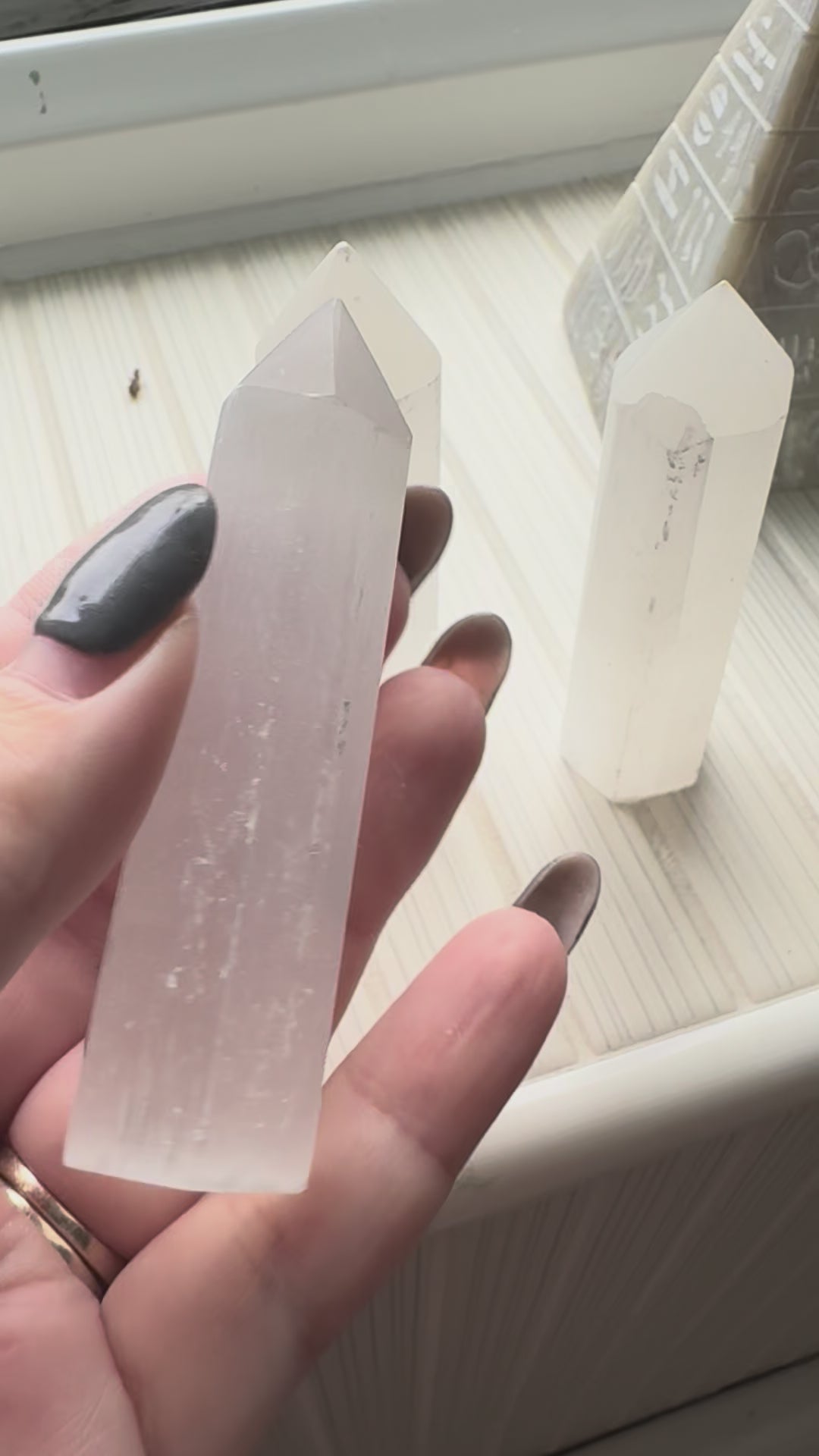 Polished selenite tower